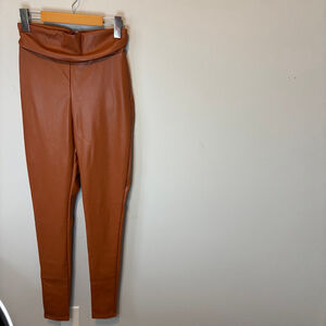 Nookie Women's NWT Viktoria Pant Matte Tan, SZ M High waist Faux Leather